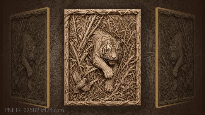 Bursting tiger scatters quail from the thicket 3d STL model