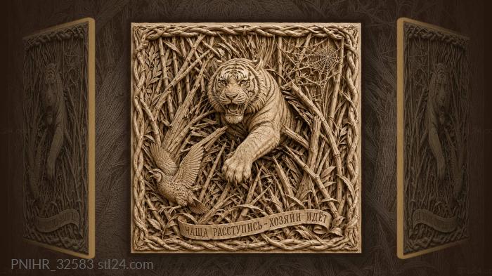 Broken stalks yield to the charging tiger 3d STL model