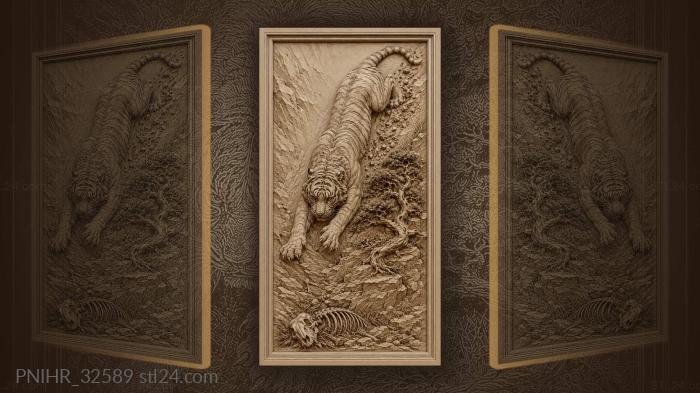 Descending tiger sends scree into the gully 3d STL model