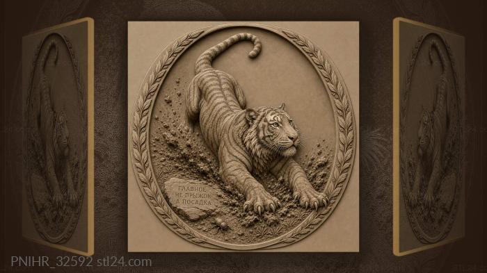 Tiger landing hard and tearing the turf 3d STL model