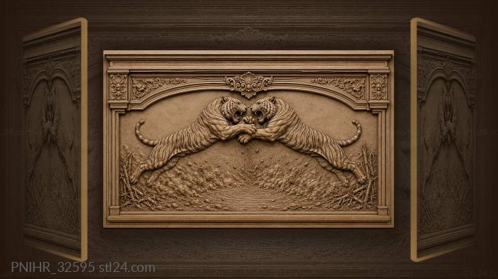 Tigers collide above the watering hollow 3d STL model