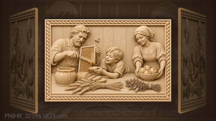 Father slices honeycomb for his family 3d STL model