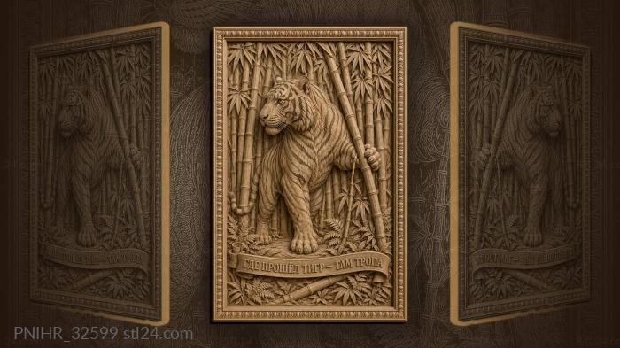 Pushing bamboo aside with a raised paw 3d STL model