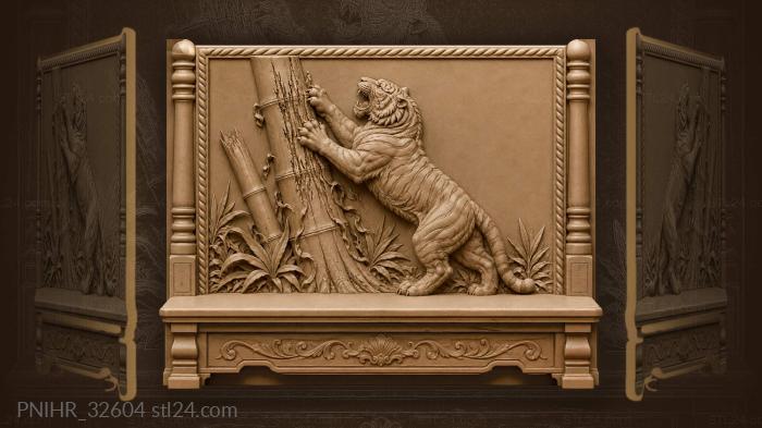 Tiger and bamboo power struggle 3d STL model