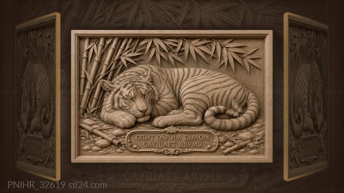 Butterfly lands while the tiger dozes 3d STL model