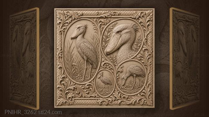 Majestic shoebill among reeds foliage 3d STL model