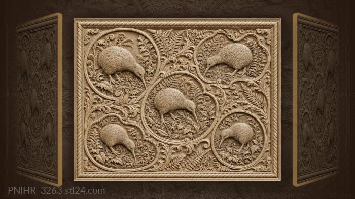 Kiwi bird among ferns foraging 3d STL model