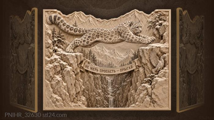 Daring snow leopard heeds the chasm call 3d STL model