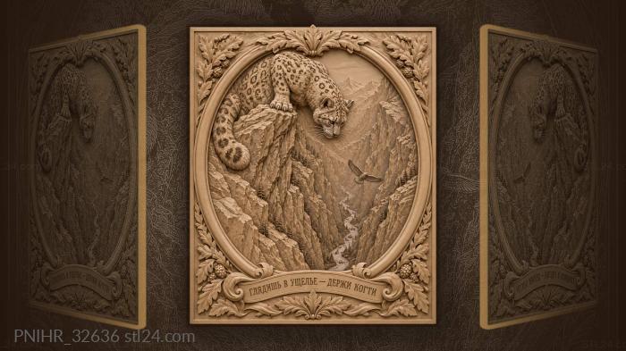 Cautious leopard grips rock above winding water 3d STL model