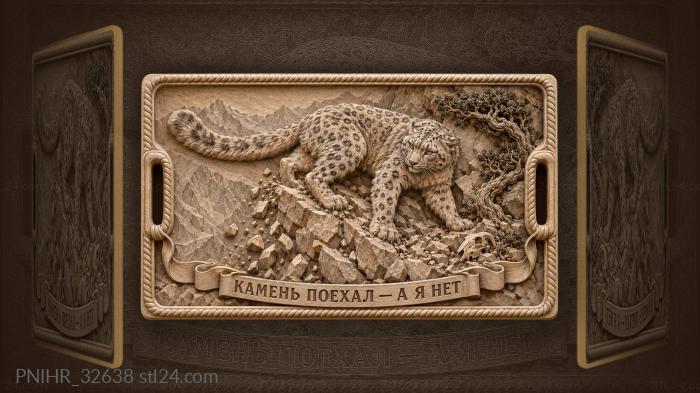Snow leopard among falling rocks 3d STL model