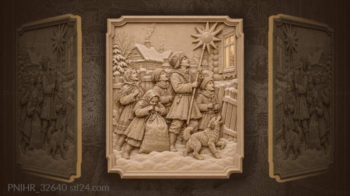 Winter carollers with star and dog 3d STL model