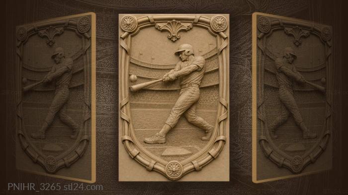 Baseball player hitting in stadium 3d STL model