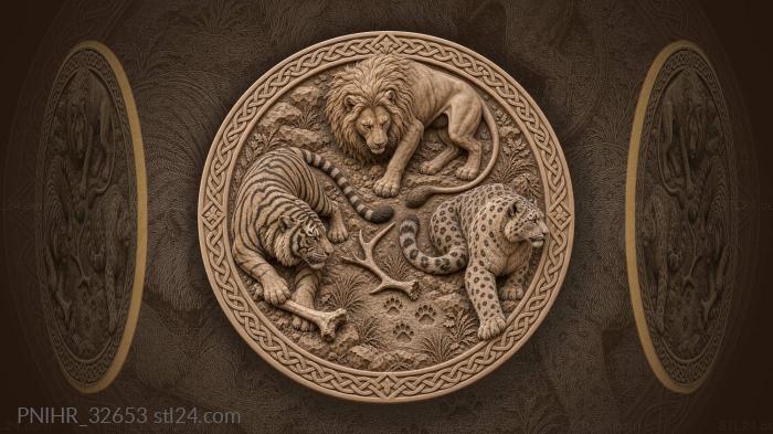 Three predators around fallen prey 3d STL model