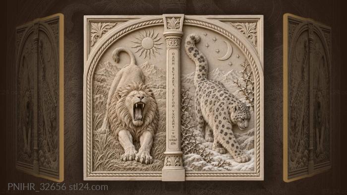 Lion and leopard dawn parting 3d STL model