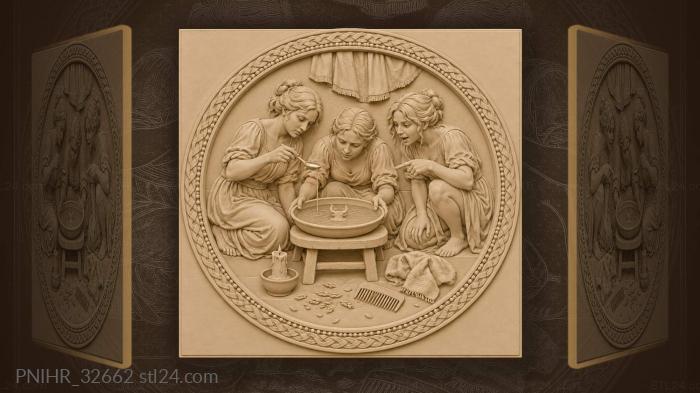 Women pour melted wax into water 3d STL model