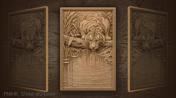 Tiger at the waters edge 3d STL model