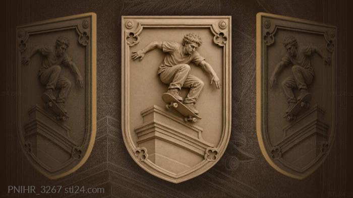 Skateboarder soaring over city steps 3d STL model