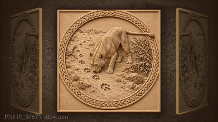 Wary lioness trusts the turning trail 3d STL model