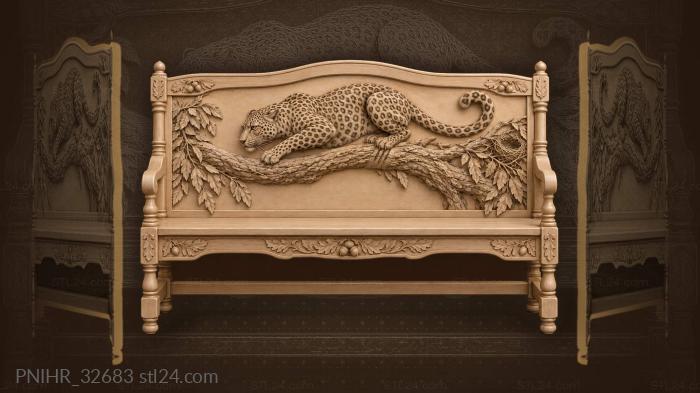 Leopard coiled on a bough before springing 3d STL model