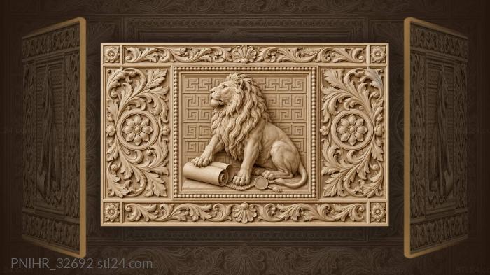 Lion guarding ancient scroll heritage 3d STL model