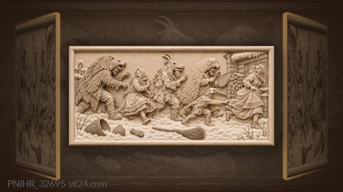 Masked revelers race from left to right 3d STL model
