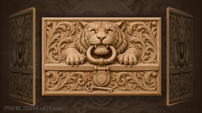 Tiger gripping a ring in its jaws 3d STL model
