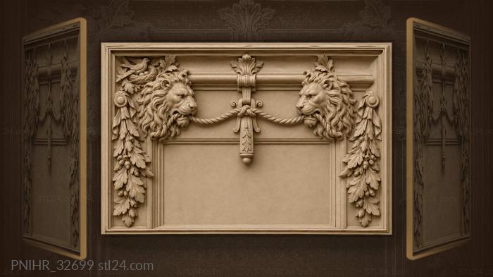 Lion masks pulling cords to a latch 3d STL model