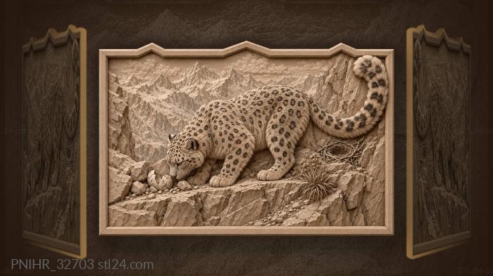 Eggshell stops the prowling snow leopard 3d STL model
