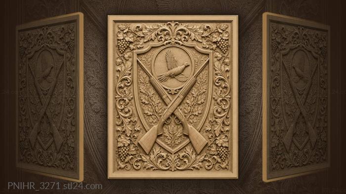 Hunting rifles and soaring bird emblem 3d STL model