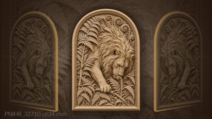 Lion nibbles a curled fern shoot 3d STL model