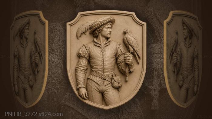 Renaissance gentleman with hunting falcon 3d STL model