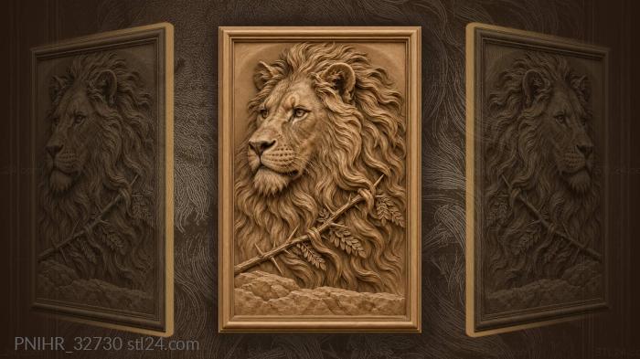 Lion head acacia branch detail 3d STL model