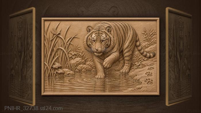 Tiger after drinking from pool 3d STL model
