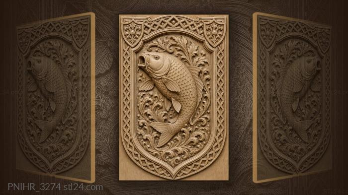Leaping carp among swirling waves 3d STL model