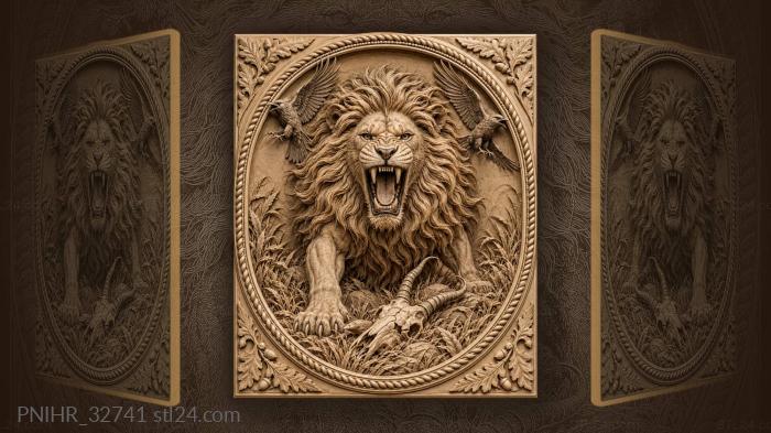 Ravens above a cracked antelope skull 3d STL model