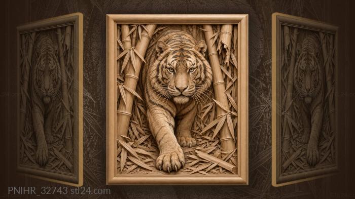 Through bending bamboo tiger pushes forward 3d STL model