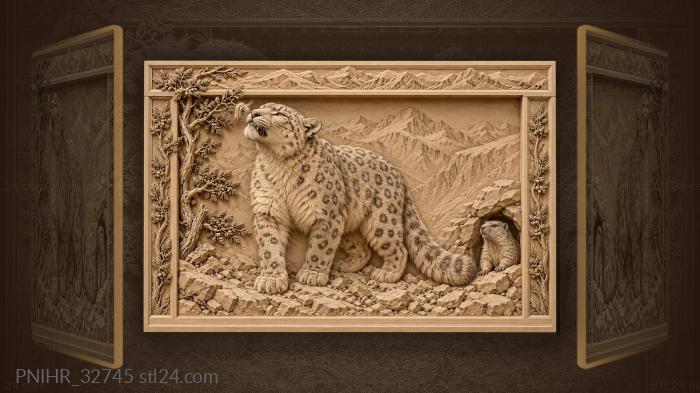 Keen snow leopard deciphers fur scent 3d STL model