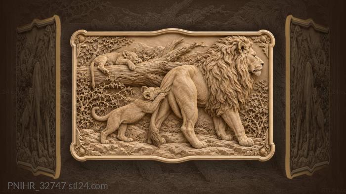 Cub tugging at his fathers fur 3d STL model
