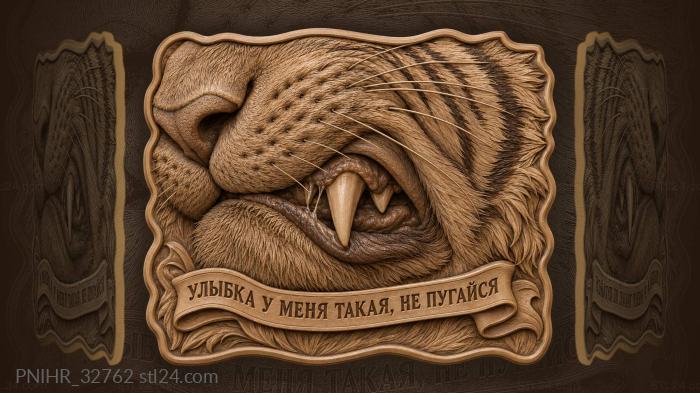 Tiger’s grin fierce whiskers detail 3d STL model