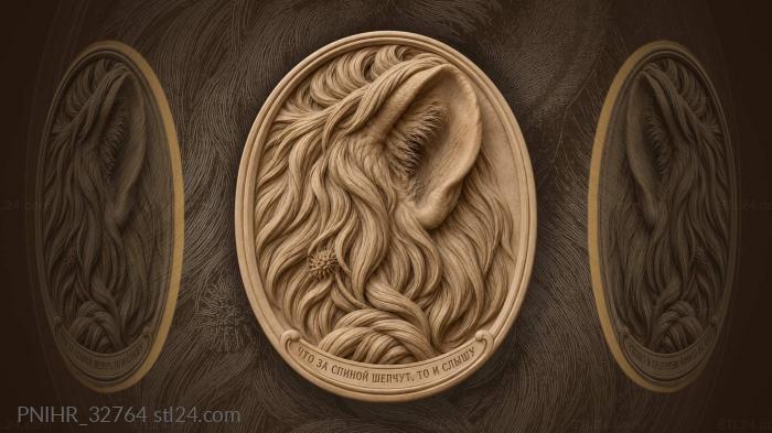 Lion ear with flowing mane 3d STL model