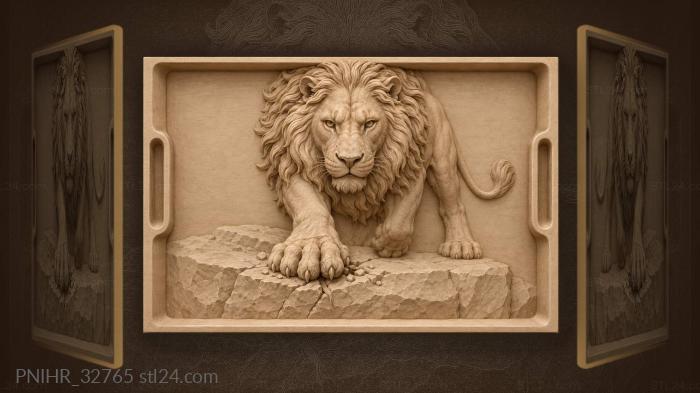 Paw of lion settles onto cracked stone 3d STL model