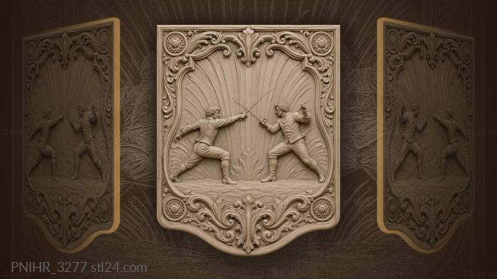 Fencing duel with dramatic backdrop 3d STL model
