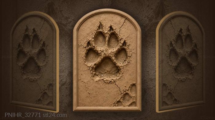 Paw print in cracked earth 3d STL model