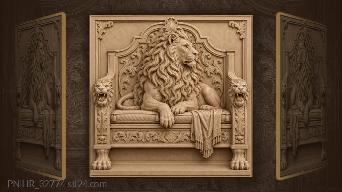 Regal lion throne bench seating 3d STL model