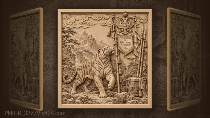 Imperial tiger with banner and spears 3d STL model