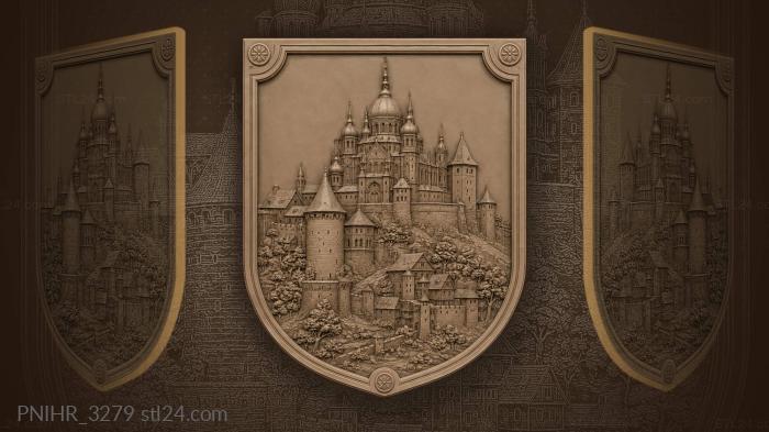 Medieval fortress with central church 3d STL model