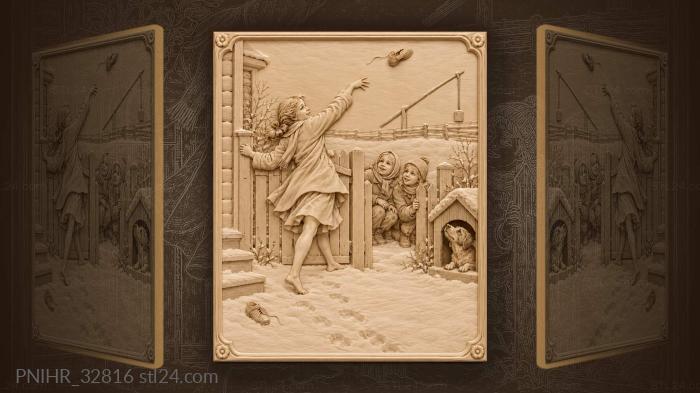 Playful girl throws shoe at friends 3d STL model