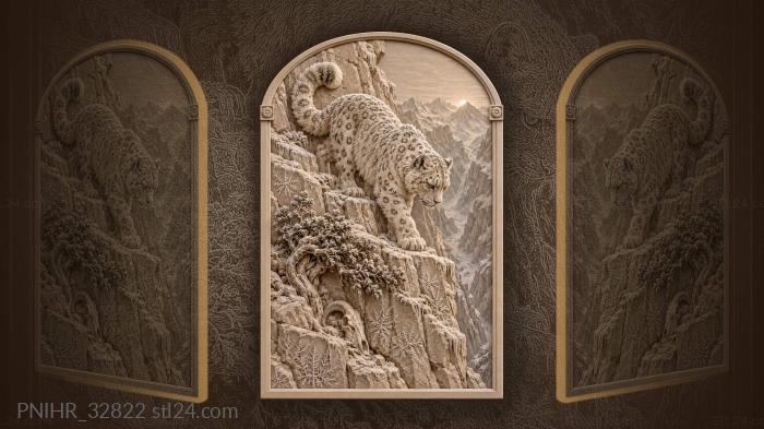 Snow leopard tests frosted mountain ledge 3d STL model