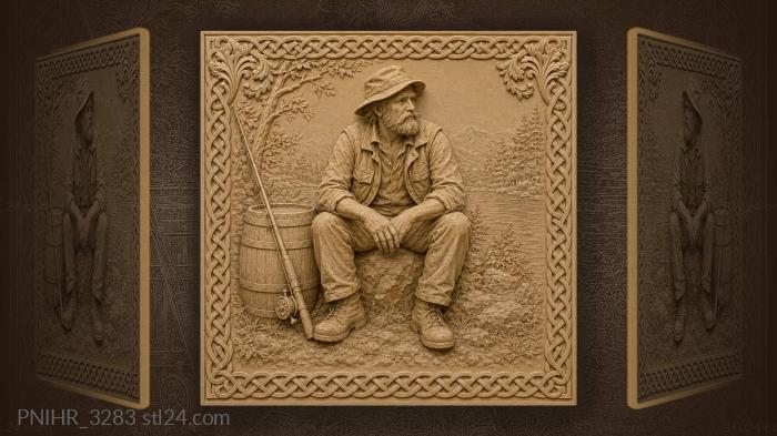 Rod leaning against a small barrel 3d STL model