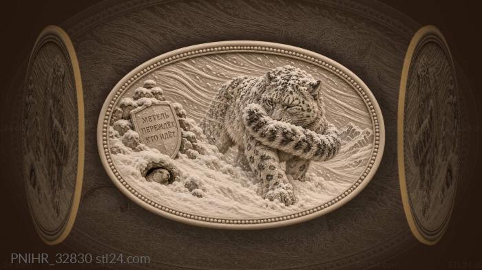 Tireless snow leopard advances through deep snow 3d STL model
